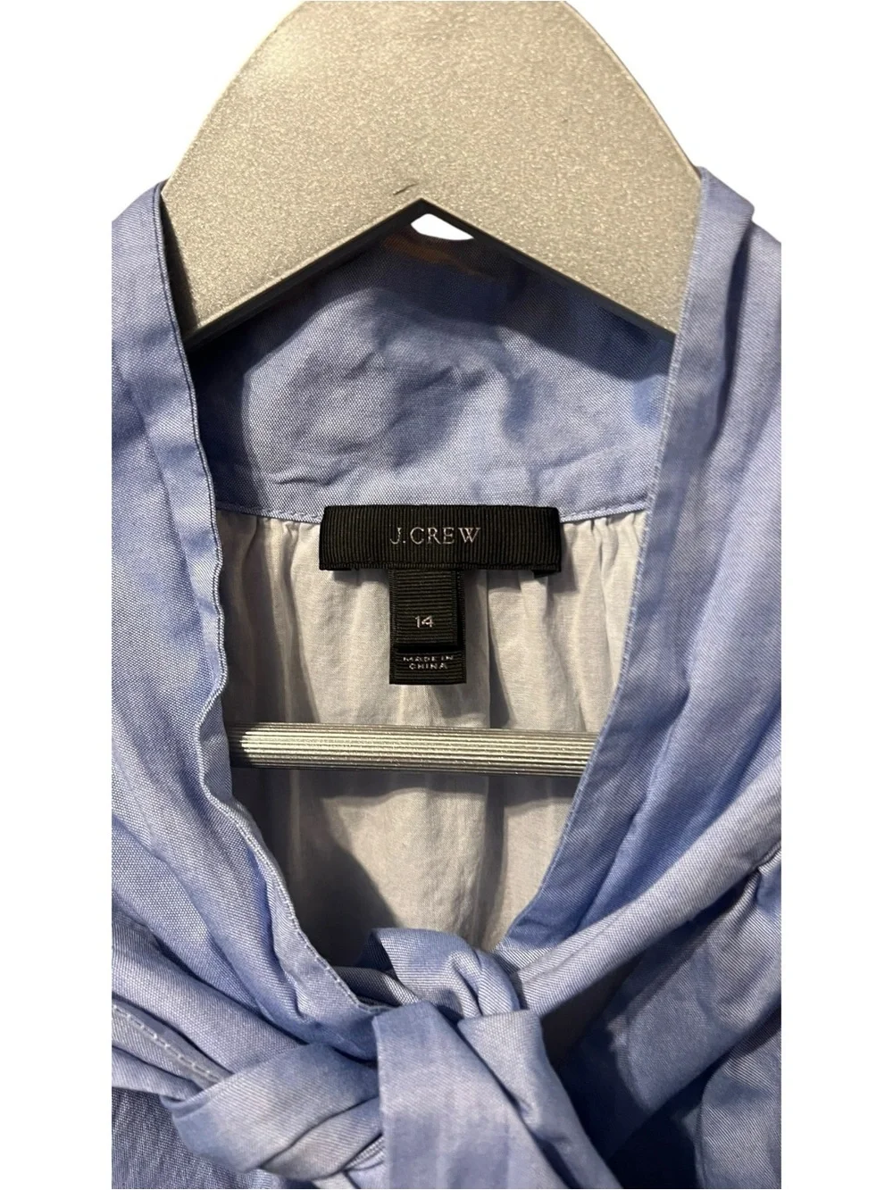 J.Crew Tie-Neck Oxford Cotton Shift Dress – Size 14